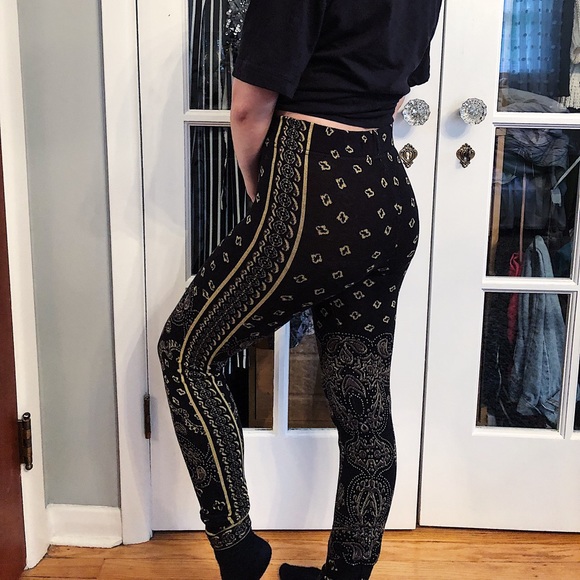Free People Black and Gold leggings - Picture 1 of 5